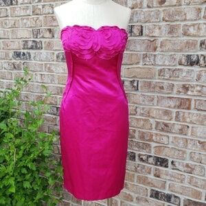 Vivienne Tam 3D Rose Strapless Dress Fuchsia Sz 6